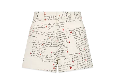 Dior Women's Cotton Denim with Embroidered Je Vous Adore Motif Dioramour Shorts "White/Black/Red"