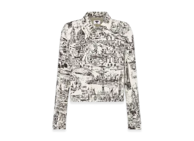 Dior Women's Cotton Denim with Paris Allover Motif Jacket "White/Black"