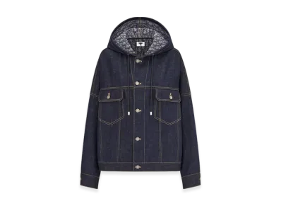Dior Women's Cotton Denim with Dior Oblique Interior Oversized Hooded Jacket "Blue"
