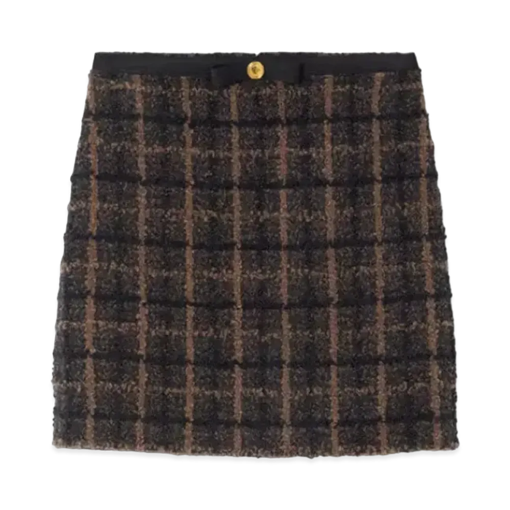 Versace Boucle Tweed Pencil Skirt "Brown"