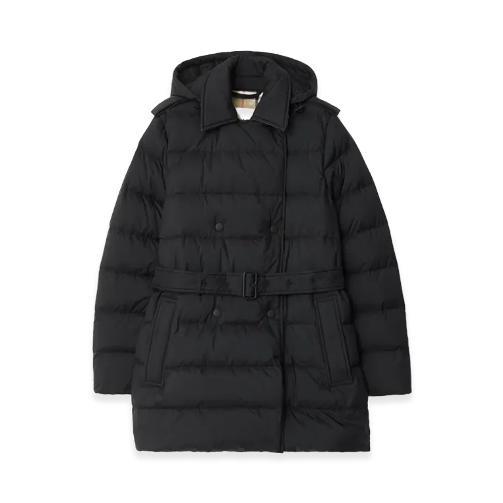 Burberry Women's Short Nylon Hooded Down Coat "Black"