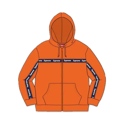 Supreme Text Stripe Zip Up Hooded Sweatshirt "Orange"