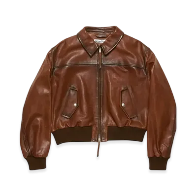 Acne Studios Leather bomber jacket "Tobacco Brown"