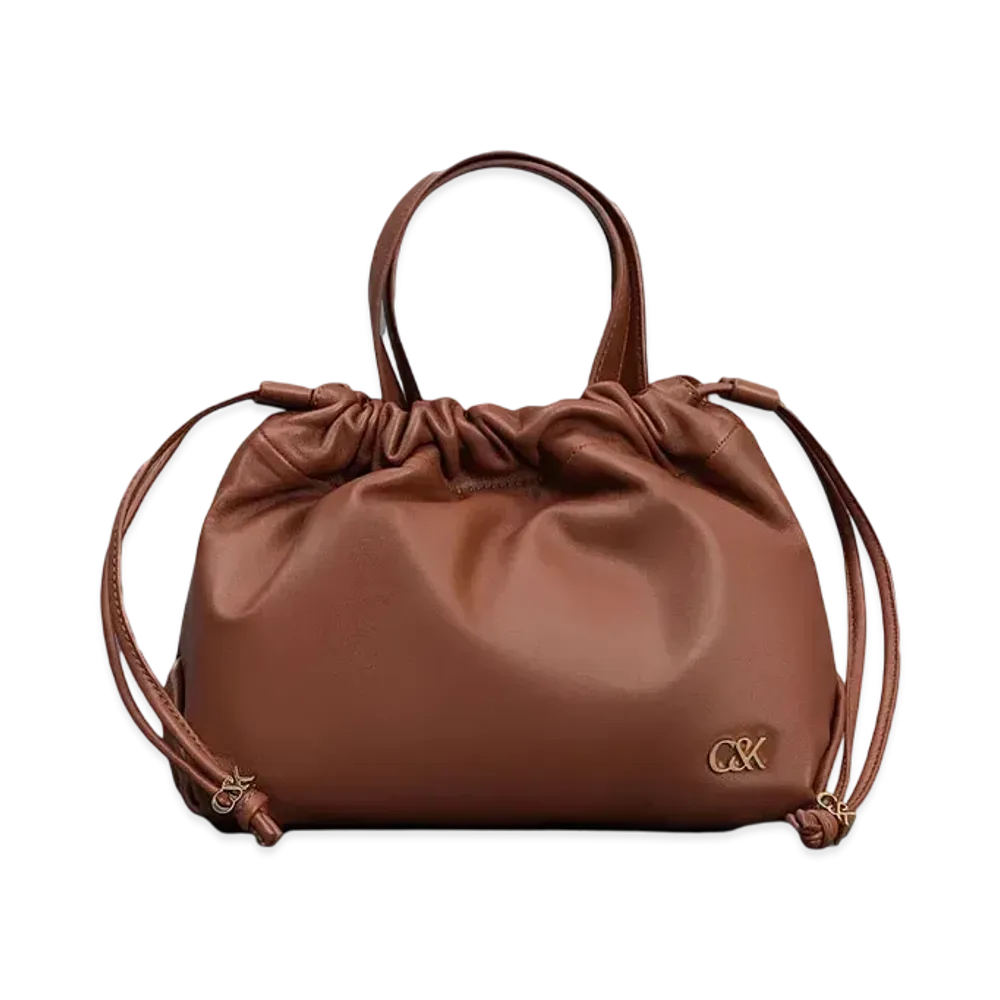CHARLES & KEITH L'INITIAL Glimpse Leather Top Handle Bag "Cognac"