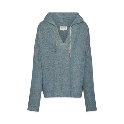 Maison Margiela Men's Summer Chine Knit Hoodie "Petrol"