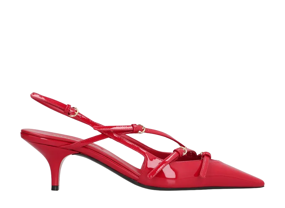 MIU MIU Women's Patent Leather Slingbacks with Buckles "Red"