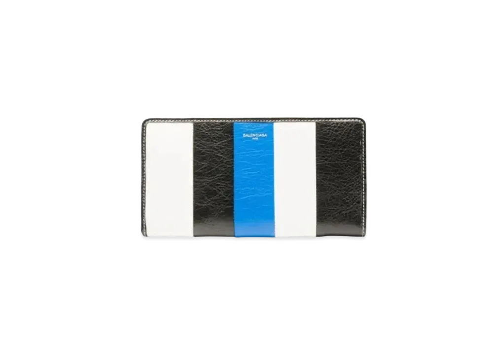 バレンシアガ バザール コンチネンタル ジッパー ウォレット "ホワイト/ブラック/ブルー" 443655DE9BN6460
