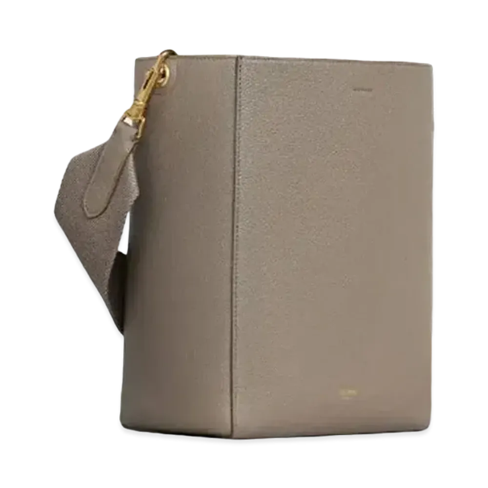 CELINE Sangle Small Bucket Bag in Soft Grained Calfskin "Taupe"
