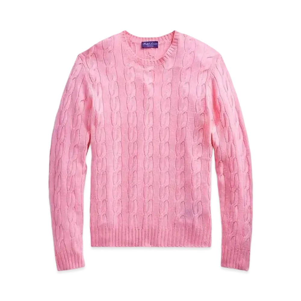 Ralph Lauren Purple Label Cable Knit Cashmere Sweater "Pink"