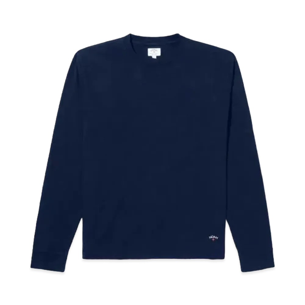 Noah Classic Long Sleeve Recycled Cotton Tee "Navy"