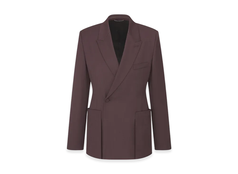 Dior Virgin Wool Twill Bar Jacket with Oblique Closure "Burgundy"