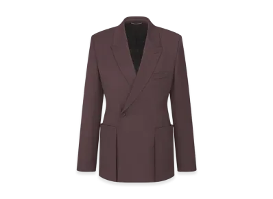 Dior Virgin Wool Twill Bar Jacket with Oblique Closure "Burgundy"