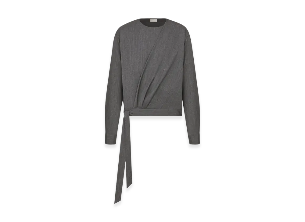 Dior Virgin Wool Twill Draped Shirt "Anthracite Gray"