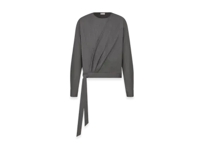 Dior Virgin Wool Twill Draped Shirt "Anthracite Gray"