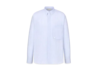 Dior Christian Dior Couture Embroidery Shirt Striped Cotton Poplin "Light Blue"