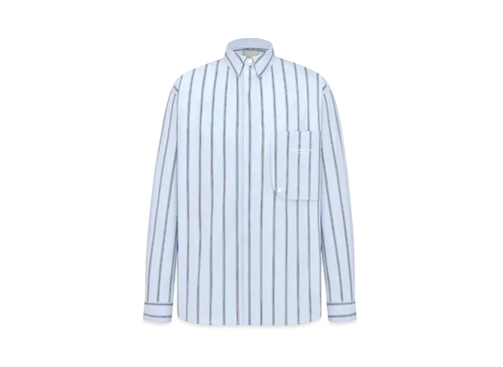 Dior Christian Dior Couture Embroidery Shirt Striped Cotton "Blue"