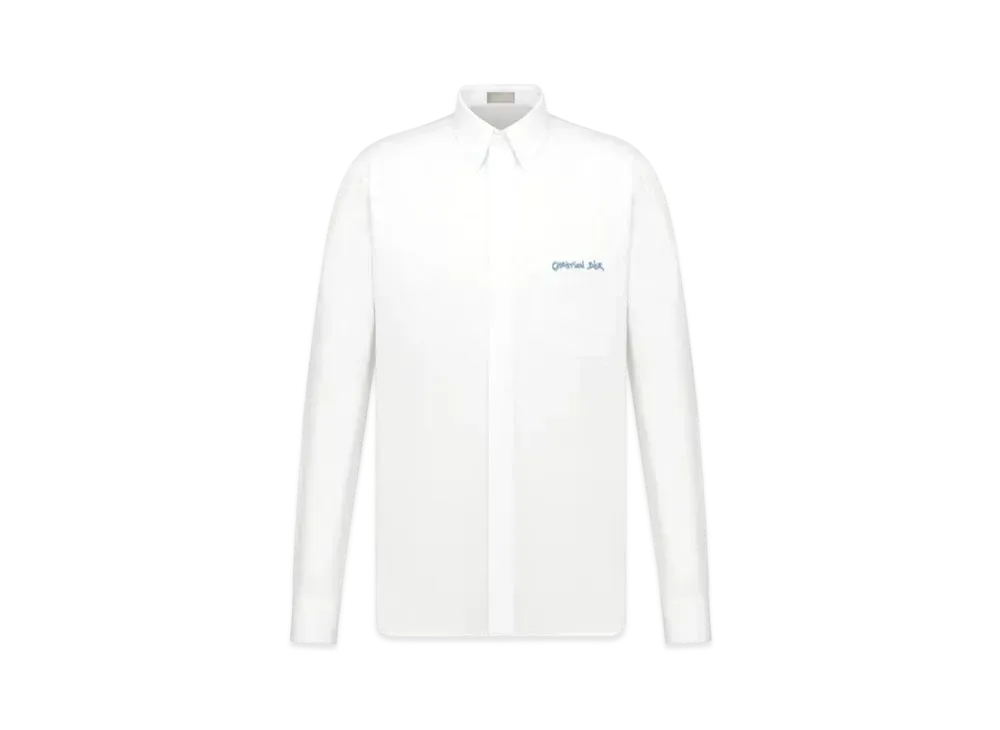 Dior Christian Dior Tag Embroidery Shirt Cotton Poplin "White"