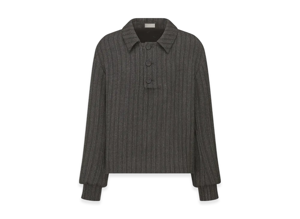 Dior Striped Virgin Wool Twill Sweater "Anthracite Gray"