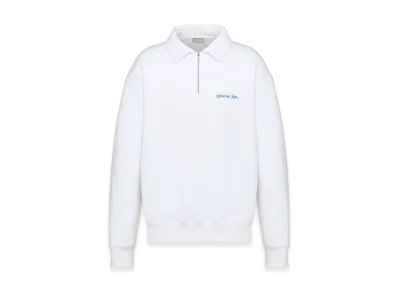 Dior Cotton Fleece Christian Dior Tag Sweatshirt with Zipped Collar Oversized Fit "White"