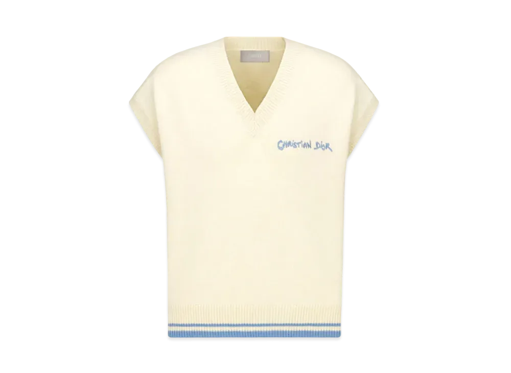 Dior Christian Dior Tag Sweater Vest Wool and Alpaca Jersey "White"