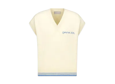 Dior Christian Dior Tag Sweater Vest Wool and Alpaca Jersey "White"