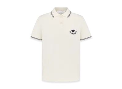 Dior Women's Cotton Blend Jersey Dioriviera Polo Shirt "White"