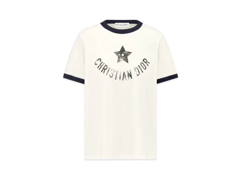 Dior Dioriviera T-Shirt Ecru and Cotton Jersey "Navy Blue"