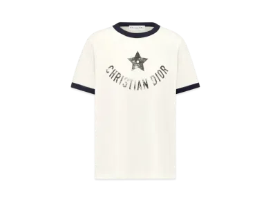 Dior Dioriviera T-Shirt Ecru and Cotton Jersey "Navy Blue"