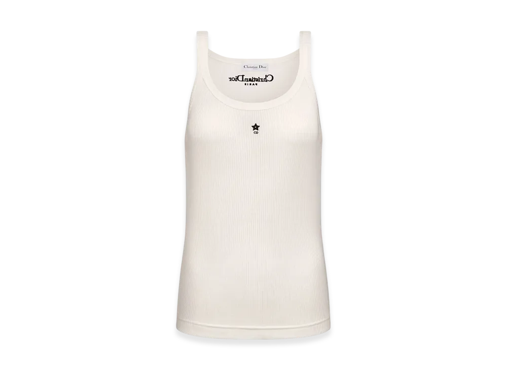 Dior Women's Dioriviera Tank Top Cotton Ribbed Jersey "Ecru"