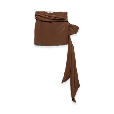 PRADA Crepe de Chine Mini Skirt "Dark brown"