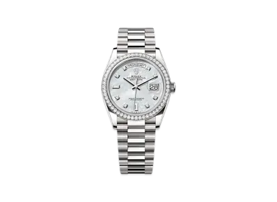 ROLEX Day-Date 36mm White Gold Diamond 128349RBR "White Mother-of-Pearl"