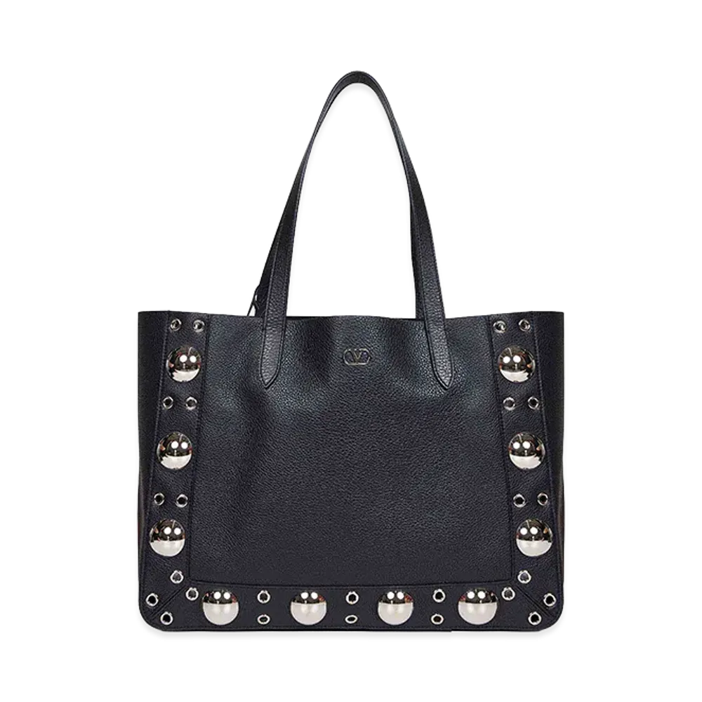Valentino Women's Leather Vlogo Signature Shopping Bag "Black"