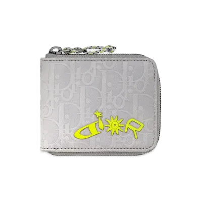 Dior x Lewis Hamilton Zipped Wallet in Dior Oblique Reflector Nylon "Silver/Yellow"
