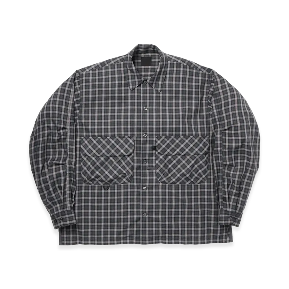 DAIWA PIER39 Women's Tech Sports Open Collar Shirt L/S Gren Plaid "Charcoal"