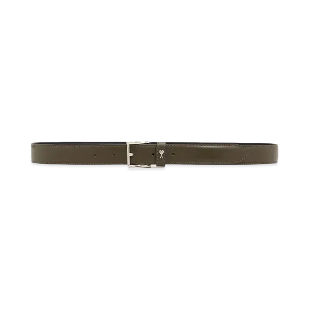 AMI PARIS Paris Paris Belt "OliveNoire/ArgentVibre"