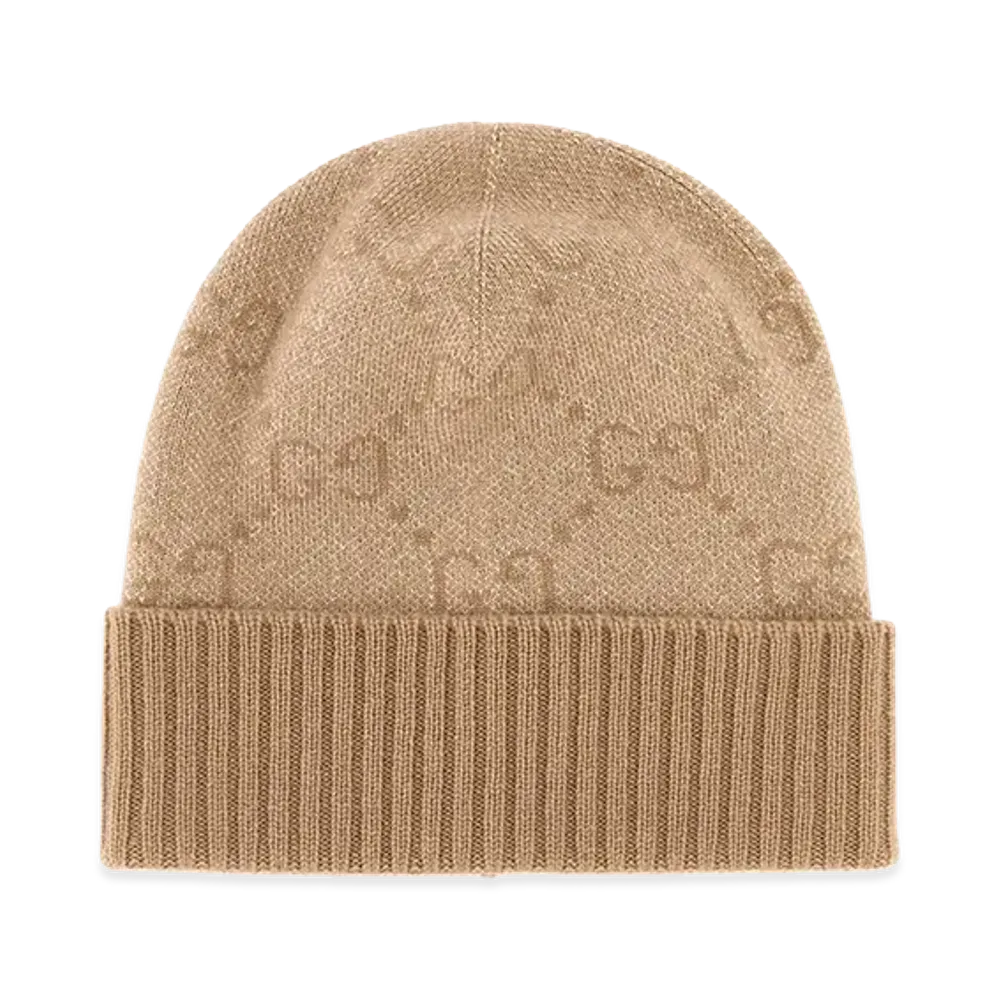 GUCCI Women's Cashmere Blend Beanie Hat "Beige"
