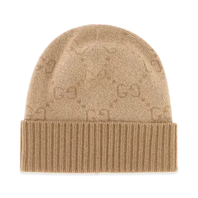 GUCCI Women's Cashmere Blend Beanie Hat "Beige"