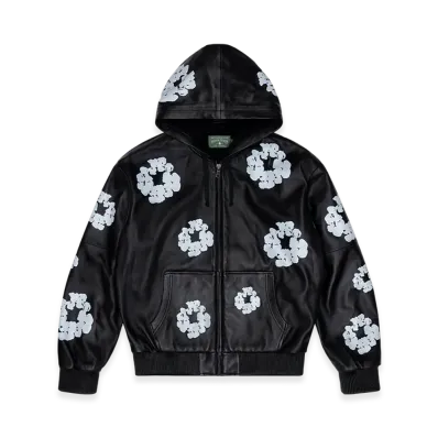 DENIM TEARS Leather Cotton Wreath Zip Hoodie "Black"