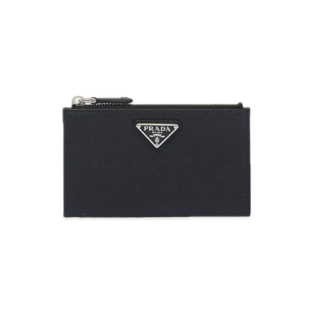 PRADA Saffiano Triangle Card Case "Black"