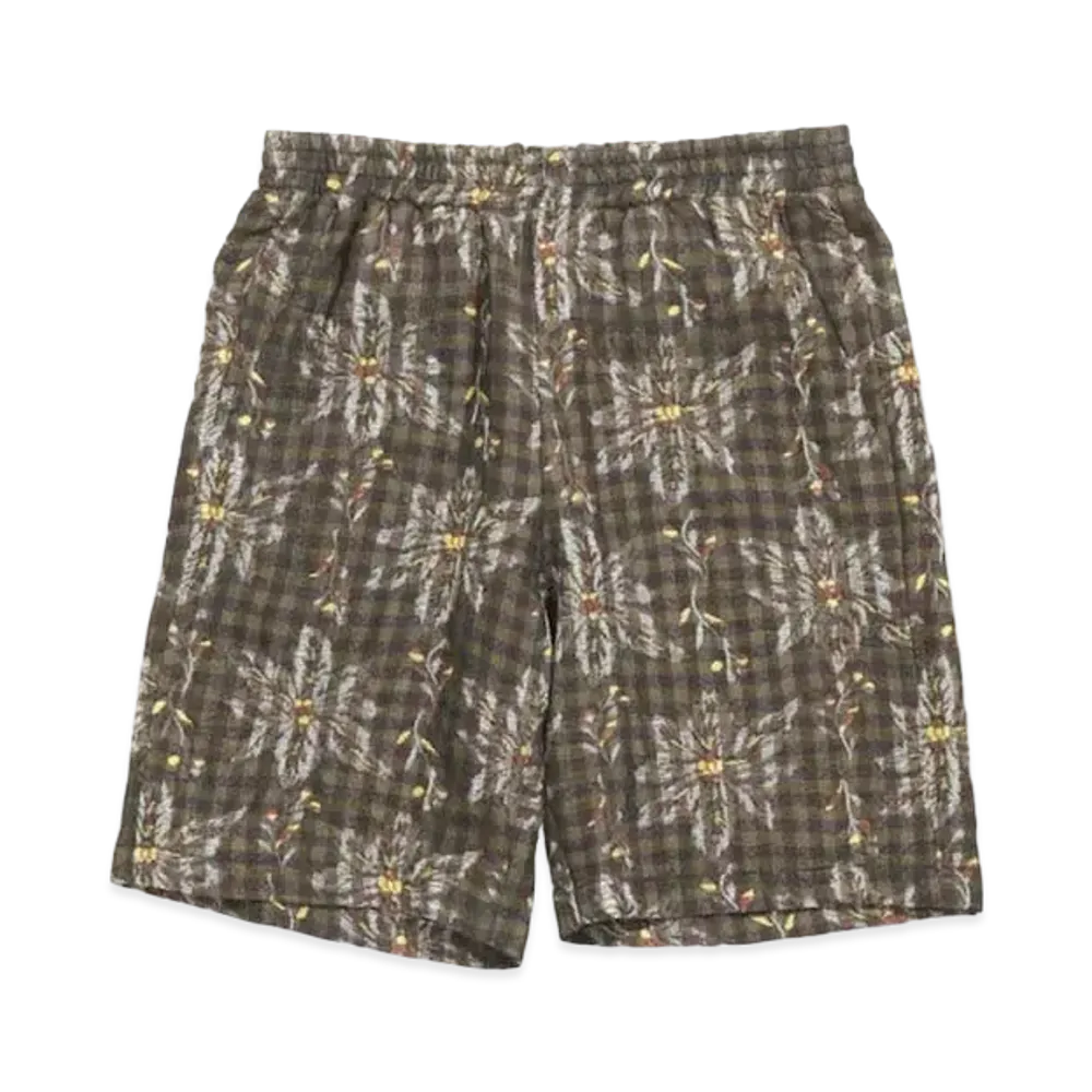 Needles BASKETBALLL SHORT - W/CU/AC FLOWER/PLAID JQ. "Brown"