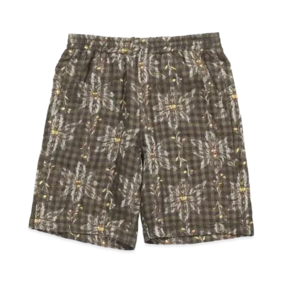 Needles BASKETBALLL SHORT - W/CU/AC FLOWER/PLAID JQ. "Brown"