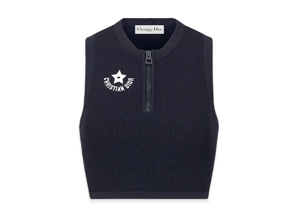Dior Women's Technical Knit Dioriviera Cropped Tank Top "Navy Blue"