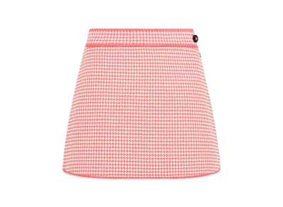 Dior Women's Houndstooth Technical Knit Dioriviera Flared Mini Skirt "White/Candy Pink"