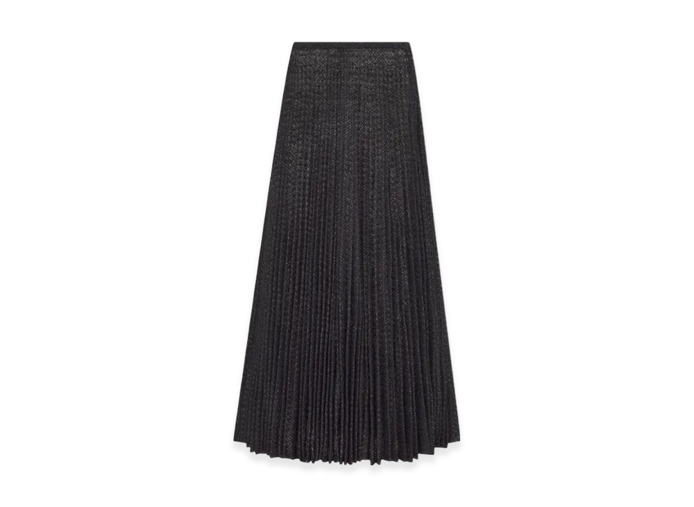 Dior Women's Mohair Alpaca and Silkblend Knit Pleated Mid Length Skirt "Black"