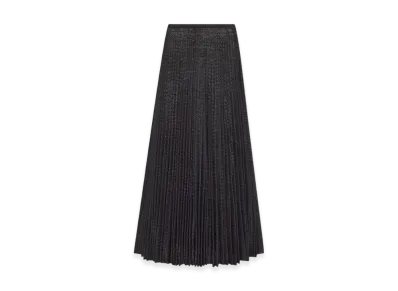 Dior Women's Mohair Alpaca and Silkblend Knit Pleated Mid Length Skirt "Black"