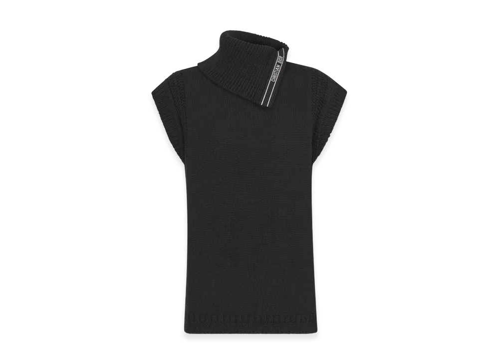 Dior Women's Stand Collar Sleeveless Sweater Wool Blend "Black"