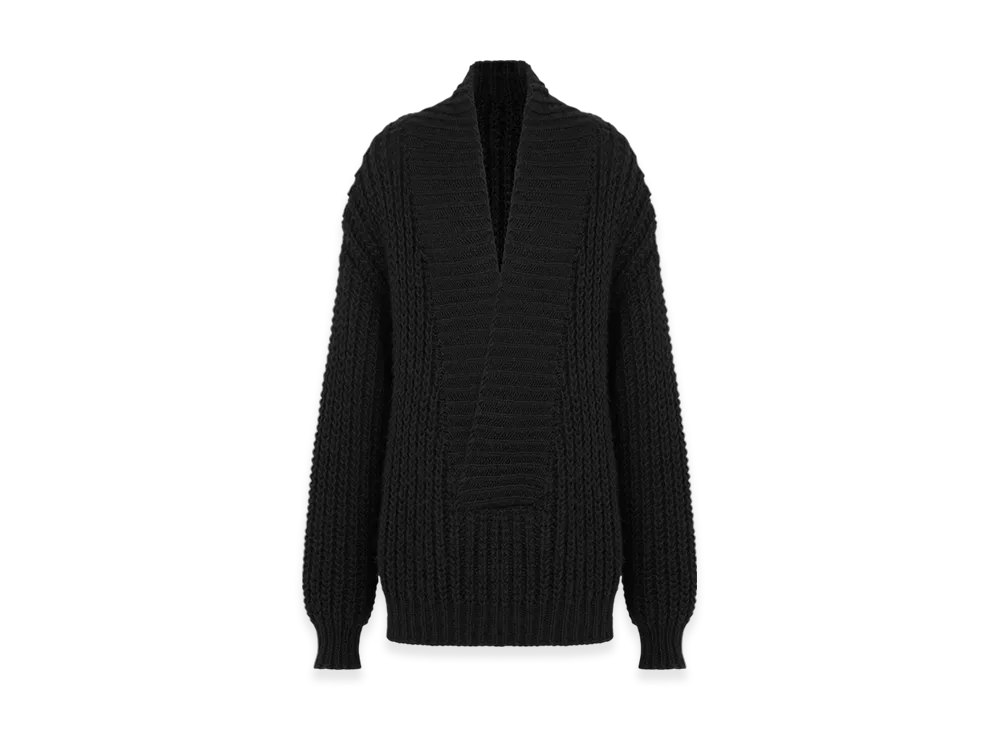 Dior Women's Wool and Mohair Blend Knit Oversized Sweater "Black"