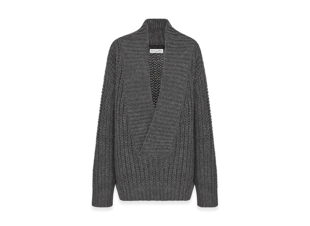 Dior Women's Wool and Mohair Blend Knit Oversized Sweater "Gray"