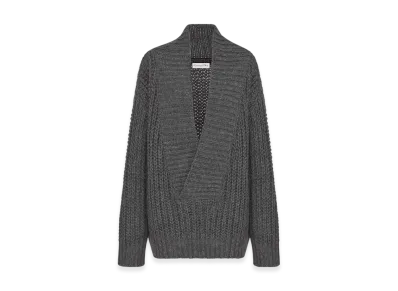 Dior Women's Wool and Mohair Blend Knit Oversized Sweater "Gray"