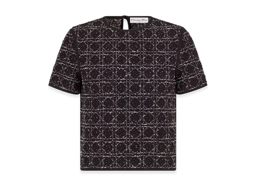 Dior Women's Macrocannage Sleeveless Top Mesh Technical Fabric "Black"